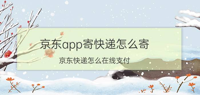 京东app寄快递怎么寄 京东快递怎么在线支付？